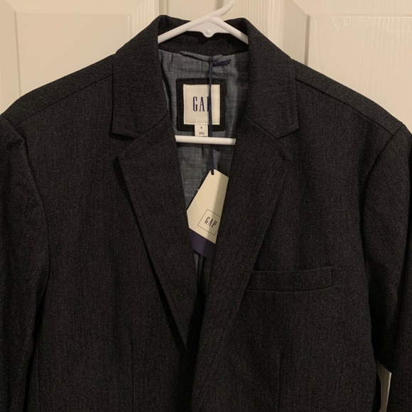 GAP Mens Dark Charcoal Cotton Blend Lined Blazer Size Small - Picture 3 of 9